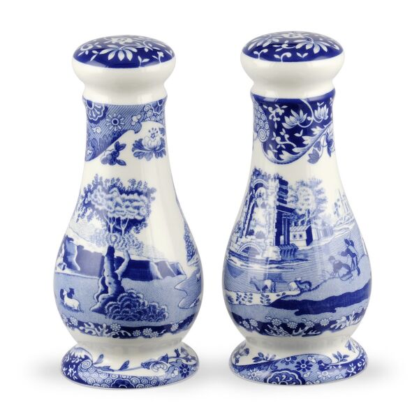Spode Blue Italian Büyük Tuzluk Karabiberlik Seti