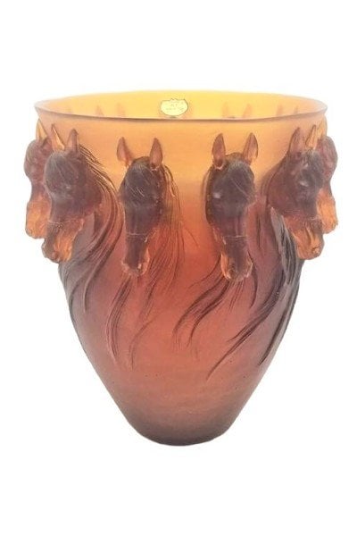 CRISTAL DE PARIS -KRİSTAL EL İŞİ VAZO ATLI AMBER 30 CM-4042/A