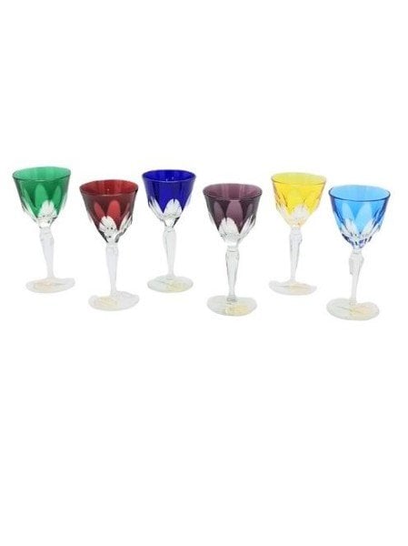 CRISTAL DE PARIS 6 RENKLİ LİKÖR BARDAĞI