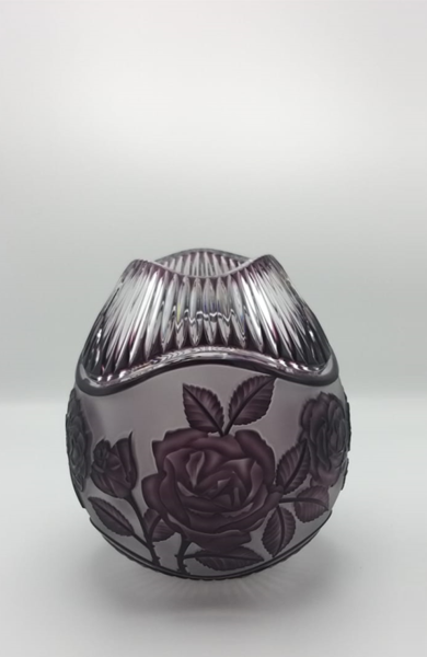 CAESAR- KRİSTAL VAZO KABARTMA GÜLLÜ AMETİST