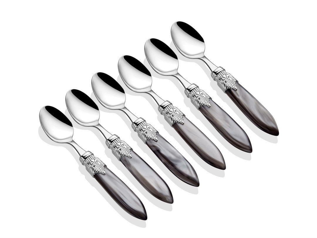 RİVA DOSSİ LAURA CHROME GRİ 6 ' LI ÇAY /NESCAFE KAŞIK TAKIMI