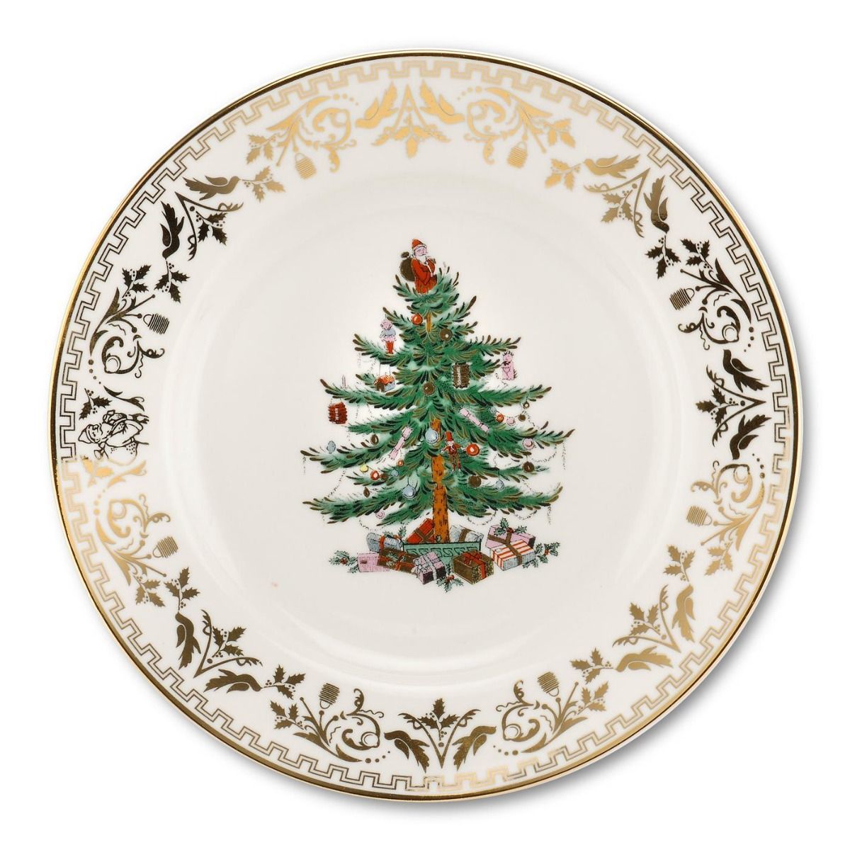 SPODE CHRISTMAS TREE 20 CM DÜZ TABAK GOLD