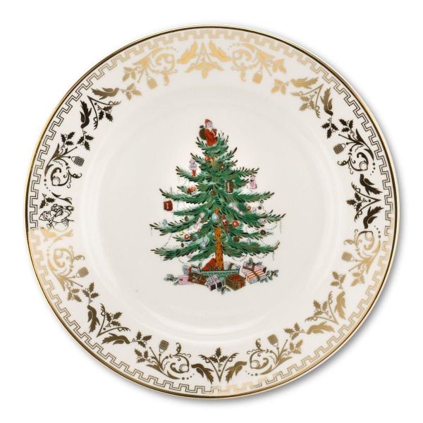 SPODE CHRISTMAS TREE 20 CM DÜZ TABAK GOLD