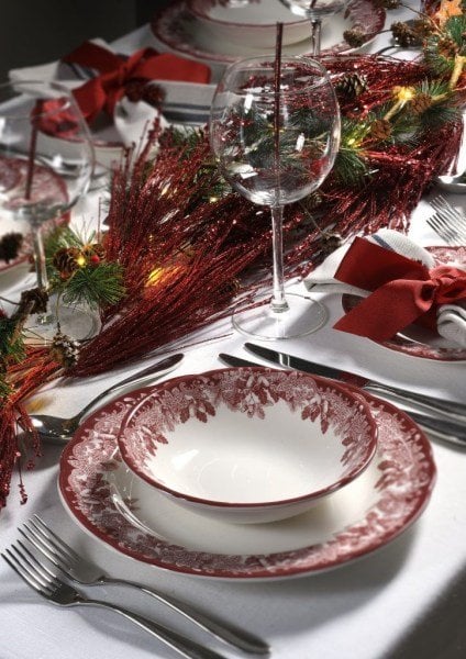 SPODE WINTER'S SCENE 12 KİŞİLİK 4 BOY TABAK 48  PARÇA YEMEK TAKIMI