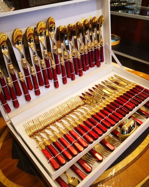 RİVA DOSSİ SANDRO VİTTORİA ORO BORDO 75 PARÇA ÇATAL BIÇAK TAKIMI