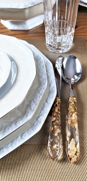 BUGATTİ ALADDİN ALTIN YAPRAKLI 12 KİŞİLİK 75 PARÇA ÇATAL BIÇAK TAKIMI