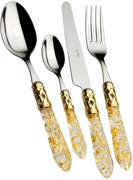 BUGATTİ ALADDİN ALTIN YAPRAKLI 12 KİŞİLİK 75 PARÇA ÇATAL BIÇAK TAKIMI