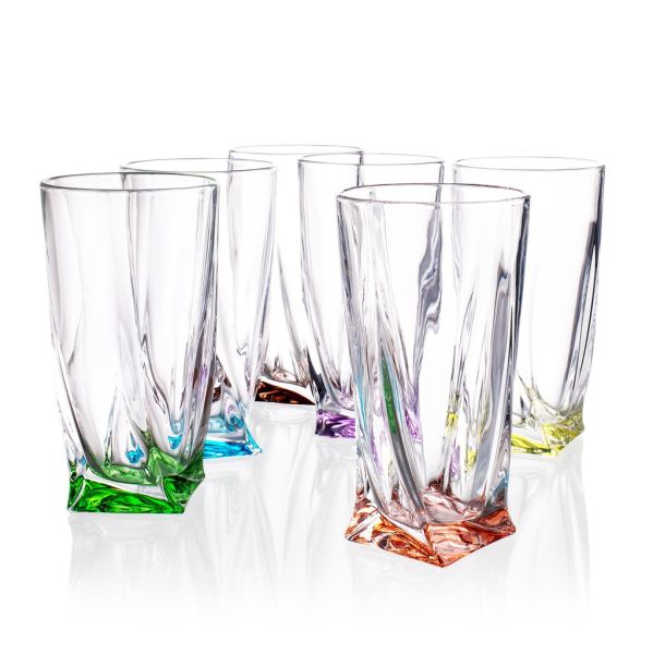 Bohemia Kristal Bardak Quadro 6 Renkli 350ml