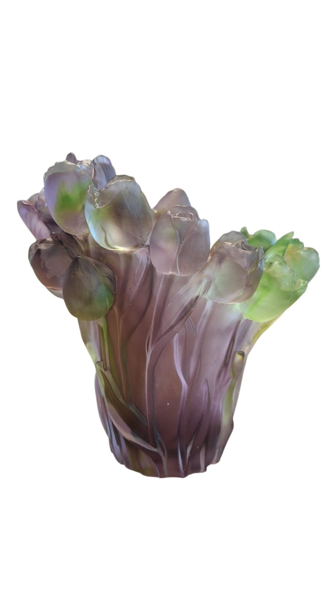 Cristal de Paris Vazo Yeşil- Mor 21 cm