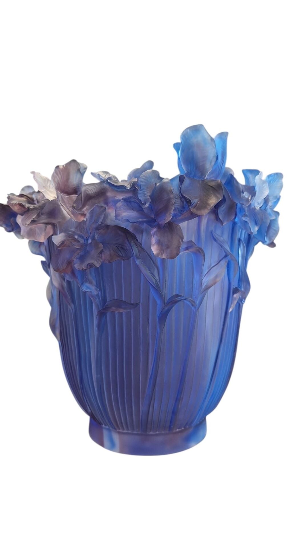 Cristal de Paris Çiçekli Mavi Vazo 28 cm.