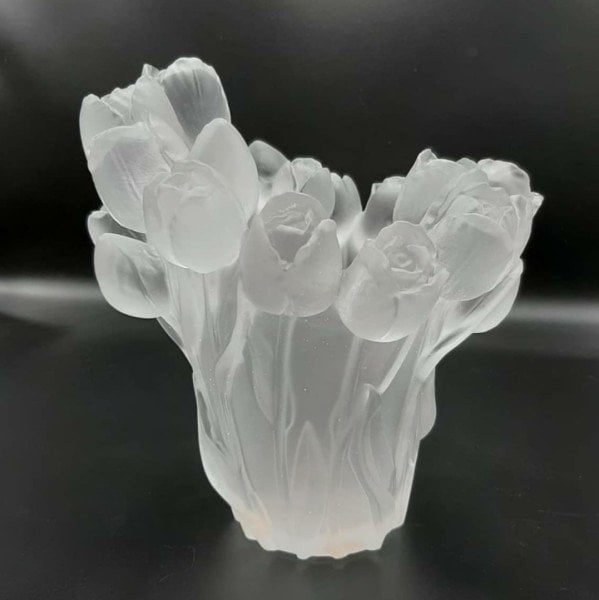 CRISTAL DE PARIS- BÜYÜK VAZO LALELİ, ŞEFFAF RENKTE