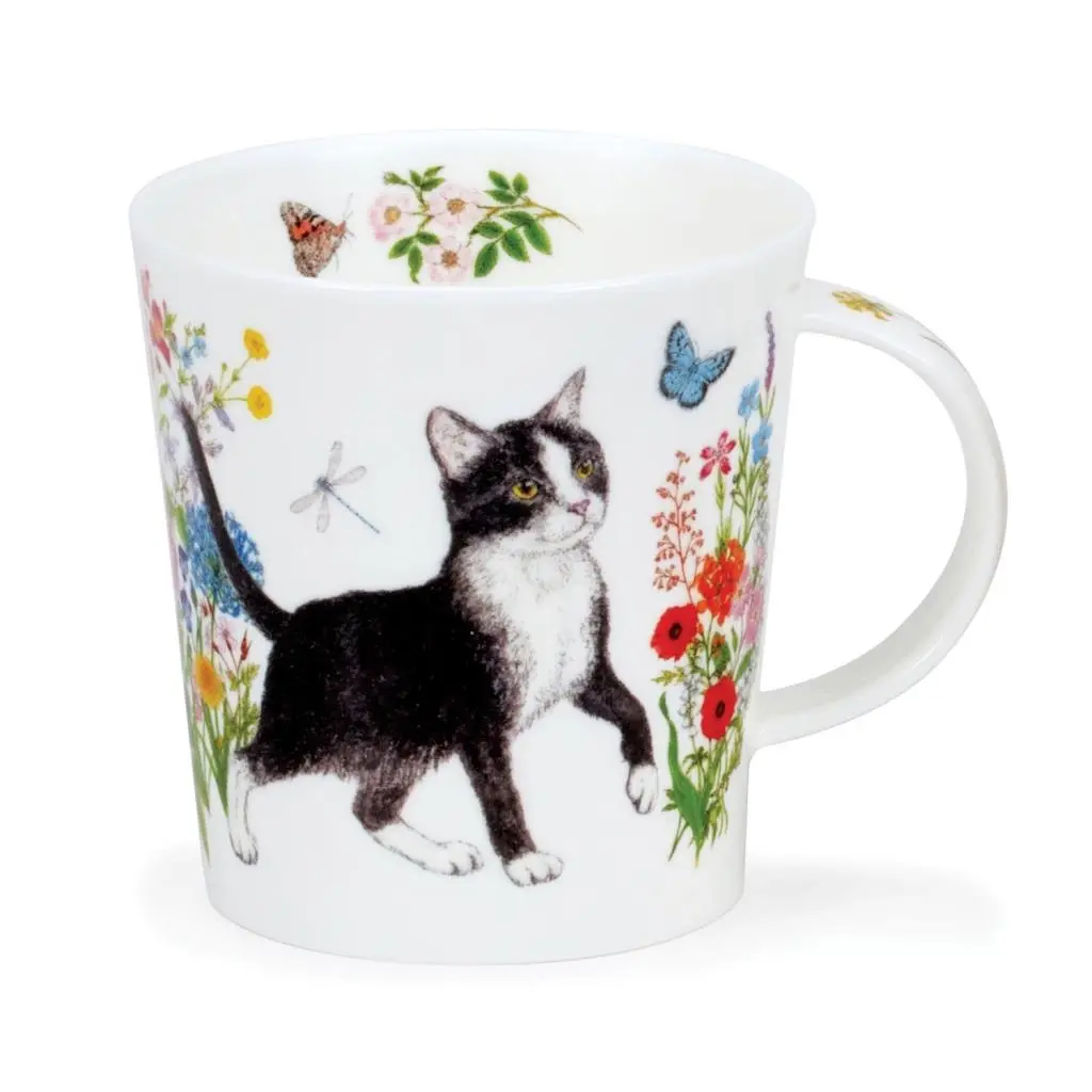 Dunoon Kupa Lomo Floral Cats Black and White