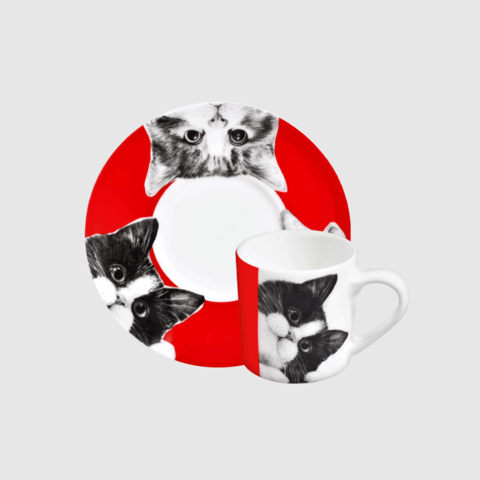 Taitu Milano Best Friends Espresso/Türk Kahve Fincanı Kedi Desenli