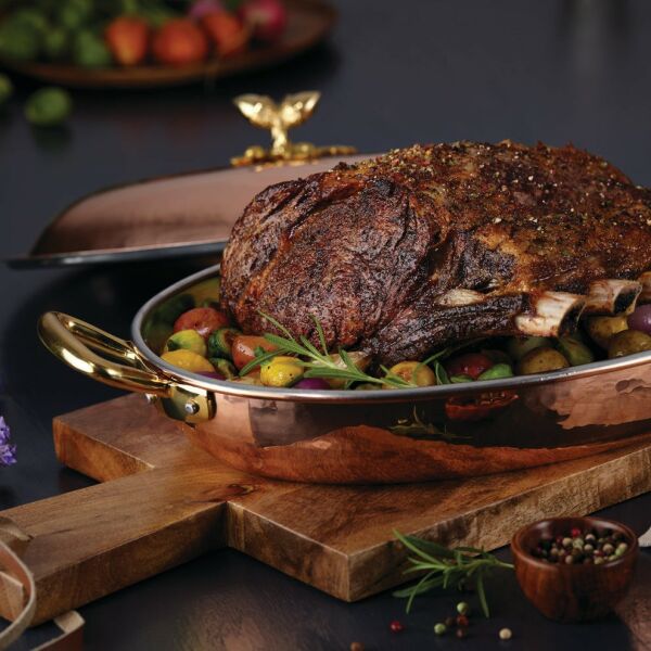 RUFFONİ HISTORIA DEKOR KAPAKLI BAKIR GÜVEÇ  TENCERESİ KALAYLI OVAL