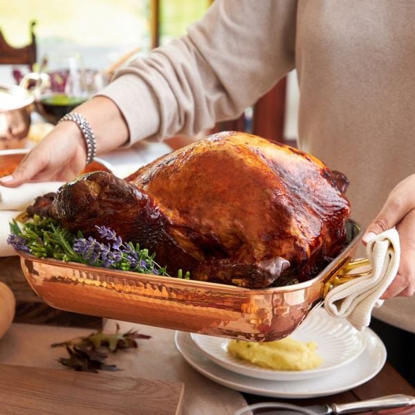 RUFFONI HISTORIA DEKOR KAPAKLI BAKIR TENCERE  KALAYLI DİKDÖRTGEN