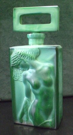 SCHUBERT KRİSTAL PARFÜM ŞİŞESİ MAT YEŞİL ÇIPLAK KADIN (h:19,2 cm)