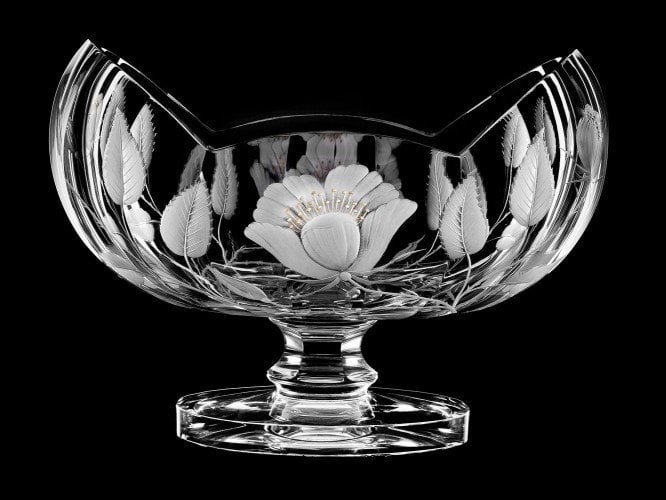 AİDA KRİSTAL OVAL ÇANAK ÇİÇEK DESEN (33*18 cm.)