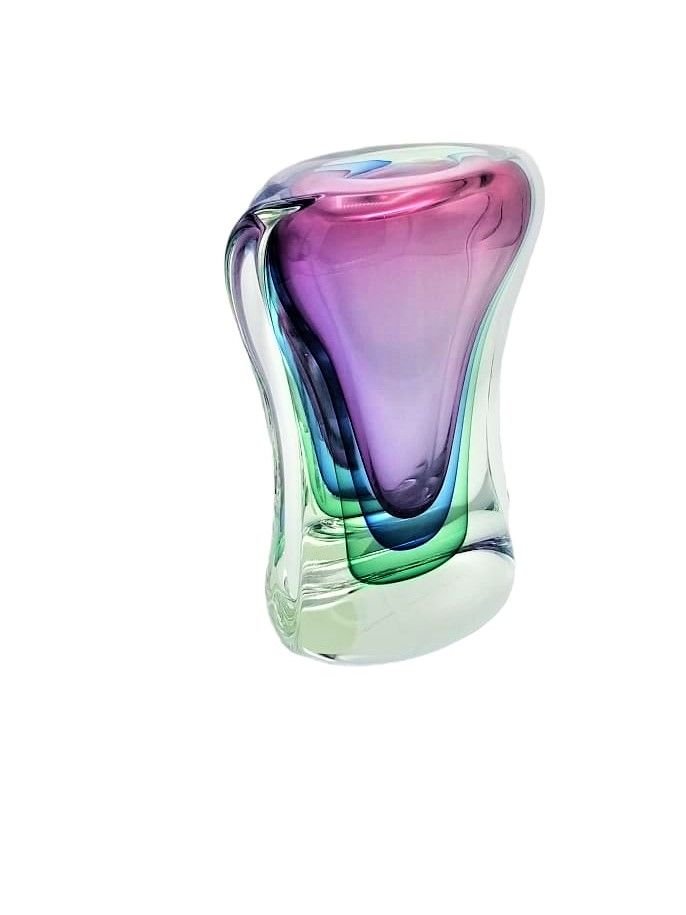 MURANO VAZO PEMBE MAVİ YEŞİL 24 CM
