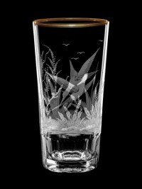 AİDA KRİSTAL SU BARDAĞI 6 LI KUŞ DESEN 400ML (GOLD BORDÜR)