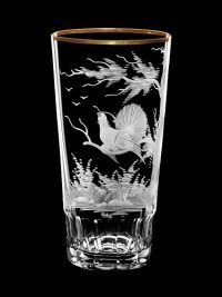 AİDA KRİSTAL SU BARDAĞI 6 LI KUŞ DESEN 400ML (GOLD BORDÜR)