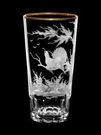 AİDA KRİSTAL SU BARDAĞI 6 LI KUŞ DESEN 400ML (GOLD BORDÜR)